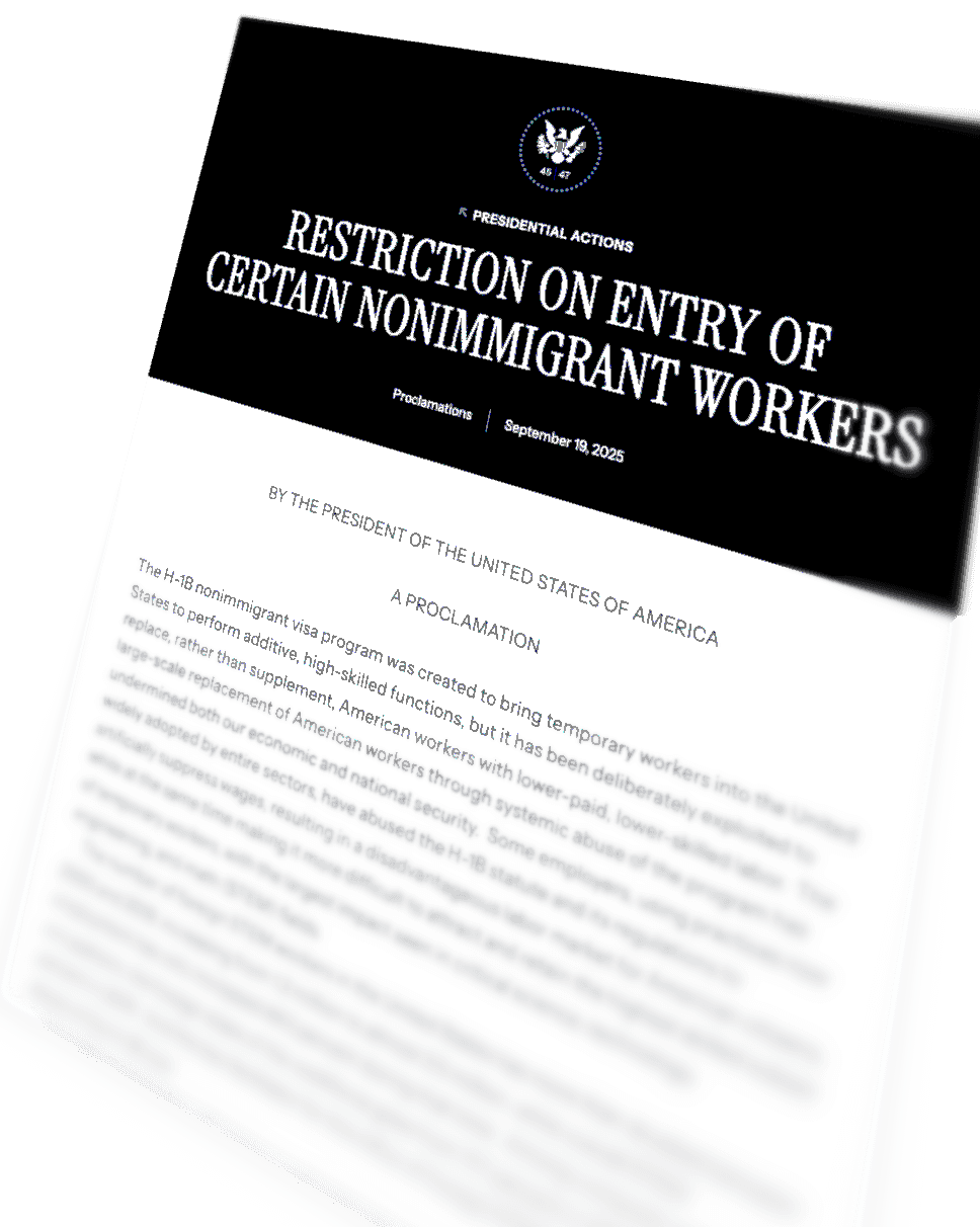 White House announcement restricting foreign workers
